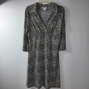 MKM Designs Women's Black Cream  Dandelion Floral Print Midi Dress Size L